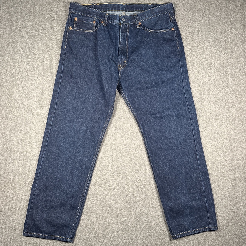 Levi's 505 Jeans Mens 38x30 Blue Dark Wash Regular Fit Straight Denim Cotton